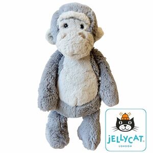 Jellycat RARE HTF Retired Bashful Gorilla Plush Medium Light & Dark Grey
